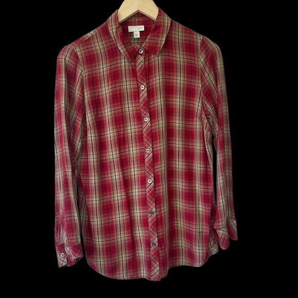 J.Jill Soft Brushed Rayon Tartan Plaid Button Down Shirt Sz S - Picture 3 of 7